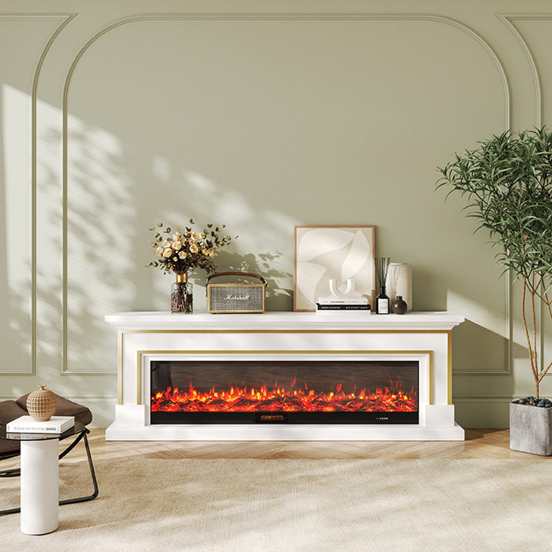 Meuble télé avec foyer électronique minimaliste français, 70.87"