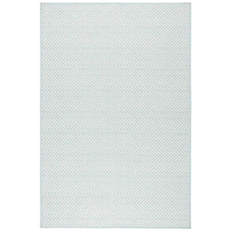 Herringbone Swedish Blue Machine Washable Rug, Rectangle 8'6" x 11'6"