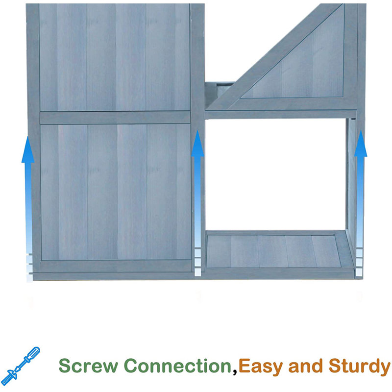 Gray Solid Wood Cat Condo with Sisal Scratchers