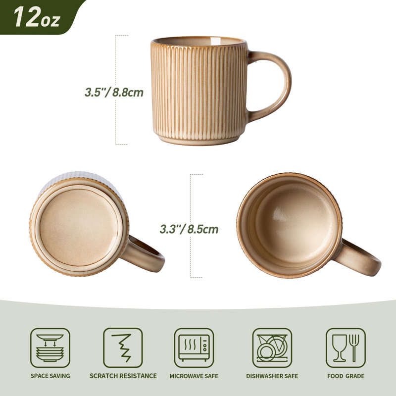 Ensemble de 6 tasses en grès, crème, Cream