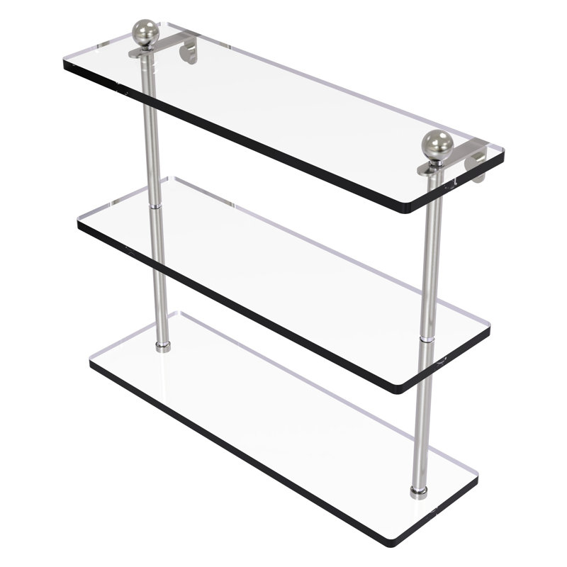 Morosini 3 Piece Tiered Shelf, 16", Satin Nickel