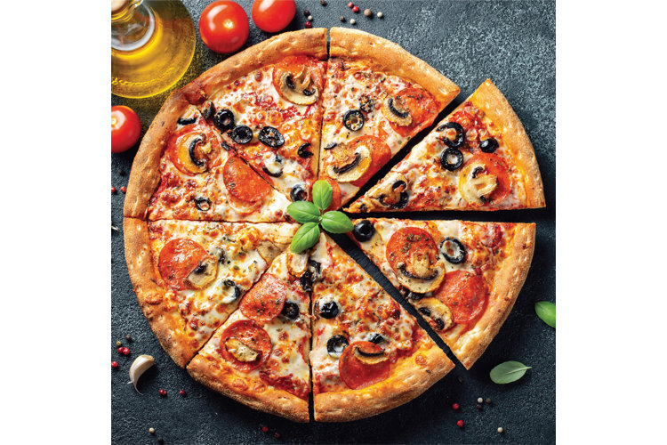 image of delicious sliced pizza