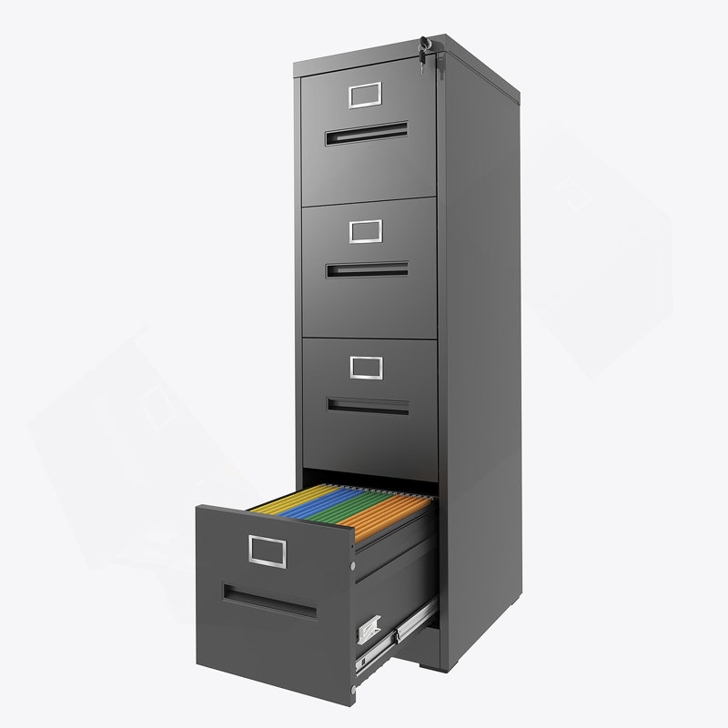Classeur vertical à 4 tiroirs en métal avec serrure pour le bureau et la maison, idéal pour les documents de format A4, légal / lettre, solution de rangement efficace avec assemblage requis