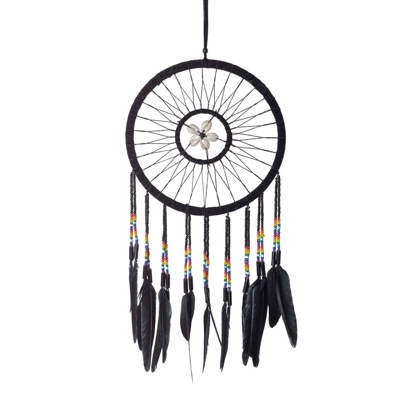 Capteur de rêves avec coquillages, style chaman, Noir