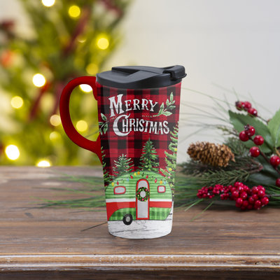 Tasse de voyage en céramique, 17 oz. , Avec boîte, Merry Christmas Camper