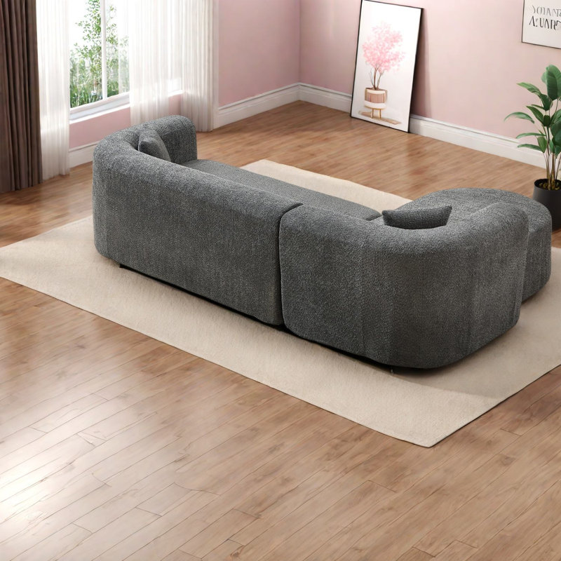 Canapé d'angle moderne, canapé nuage incurvé en chenille de 278 cm (109,4 pouces) pour salon, Grey