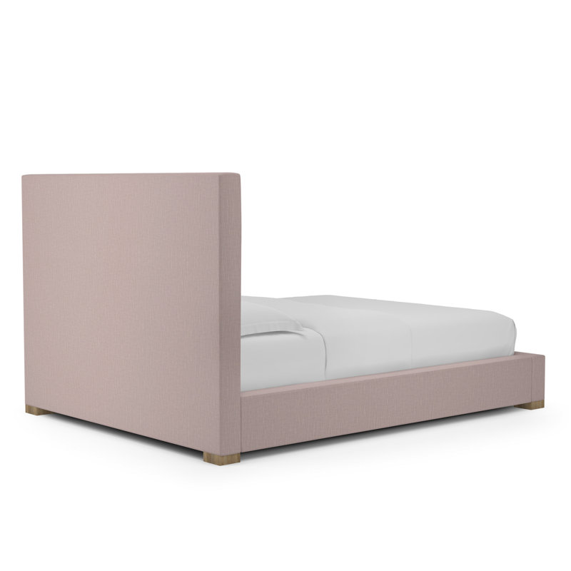 Sloan Upholstered Bed, Queen, Box Weave Linen Blush, Weathered