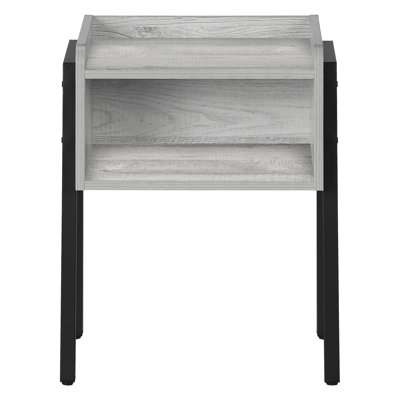 Grey Laminate Accent Table With Metal Legs For Bedroom Chic 2 Rectangular Adjustable