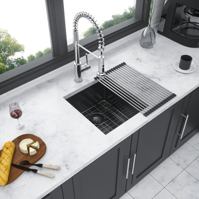 Gunmetal Black Undermount Kitchen Sink 15"X17"X10", 16G Stainless, Strong And Long-Lasting, Included Dish Grid Soundproof Padding 15X17x10 Inch Basin, 16 Gauge Stainless Steel, Water- Coating,