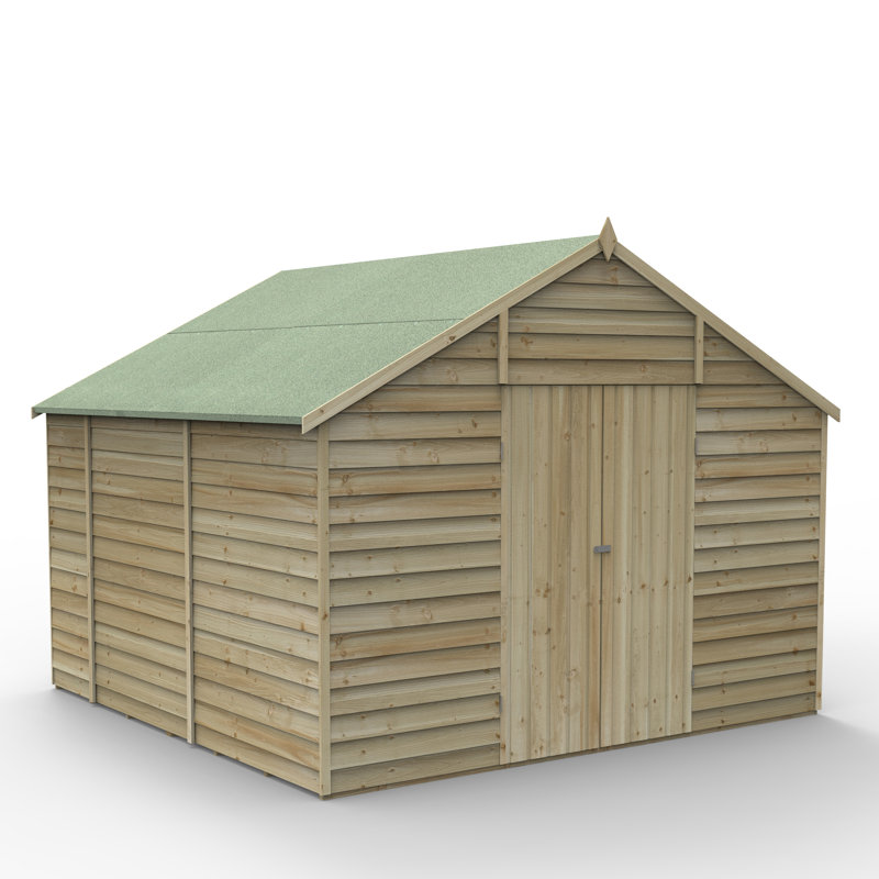 Overlap Pressure Treated 10 x 10 Apex Shed - No Window, Double Door, Yes