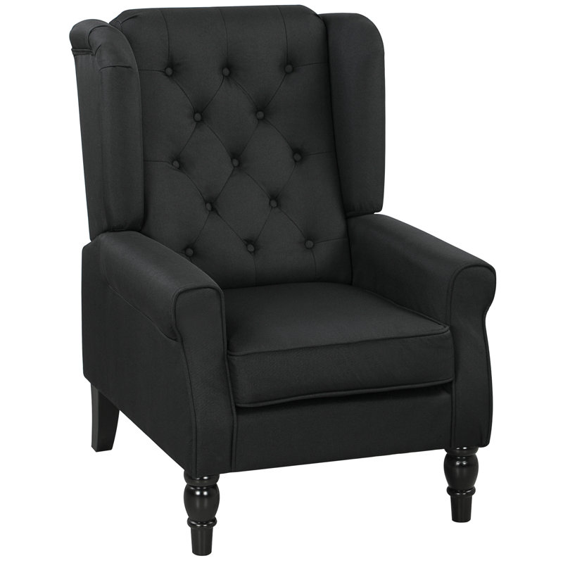 Upholstered Armchair, Sponge, Black Linen 