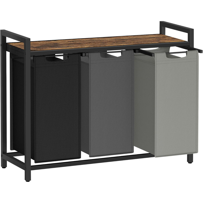 Laundry Sorter with Handles, Black/Dark Grey/Grey