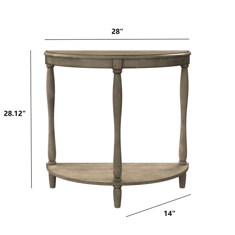 Traditional Solid Wood Oval Console table Side Table  with Bottom Shelf ,Antique Grey