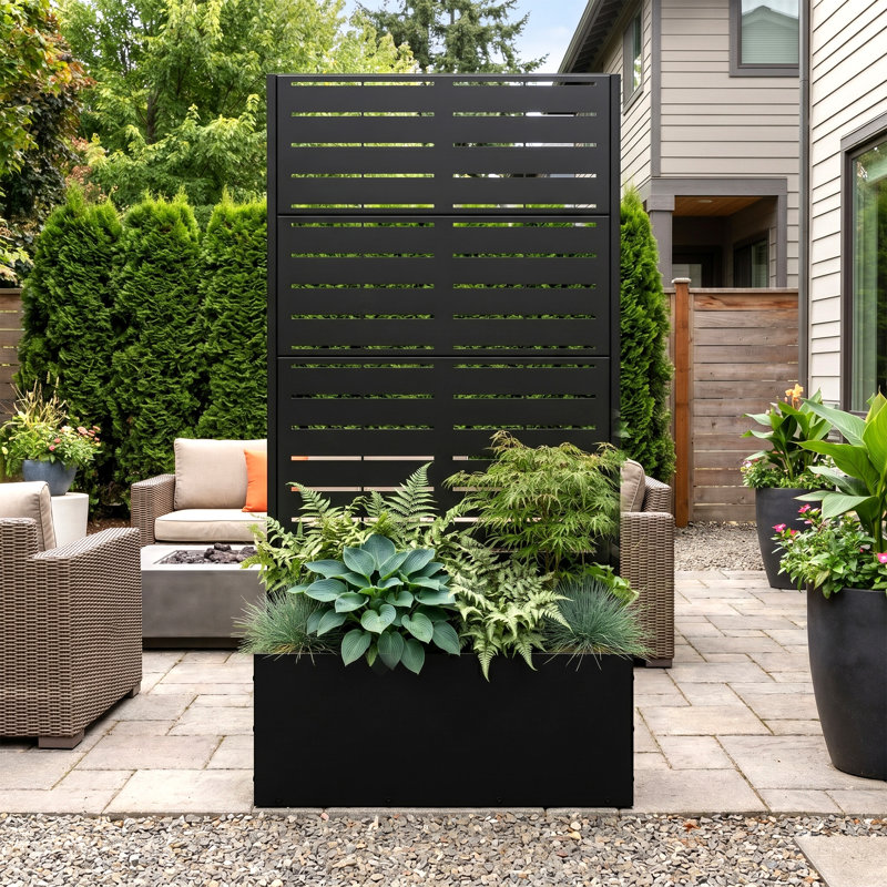 Metal Planter Box with Trellis with Wheels, 59" H x 30" W x 12" D