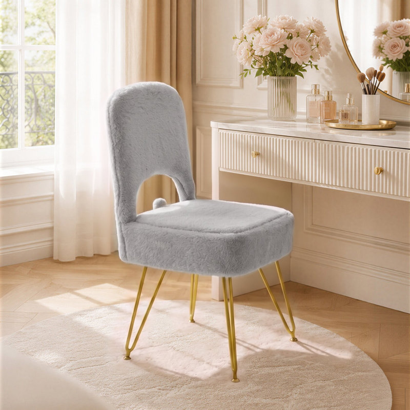 Solid Wood Accent Stool, Grey