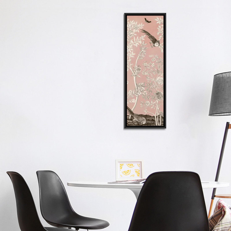 «Blush Chinoiserie II», impression sur toile, H 36 po x l 12 po x P 1,5 po, Toile avec cadre noir