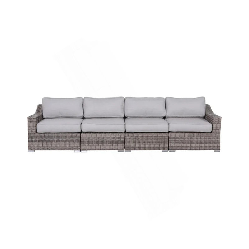 Ensemble de conversation modulaire en rotin 4 pièces avec coussins entièrement assemblé