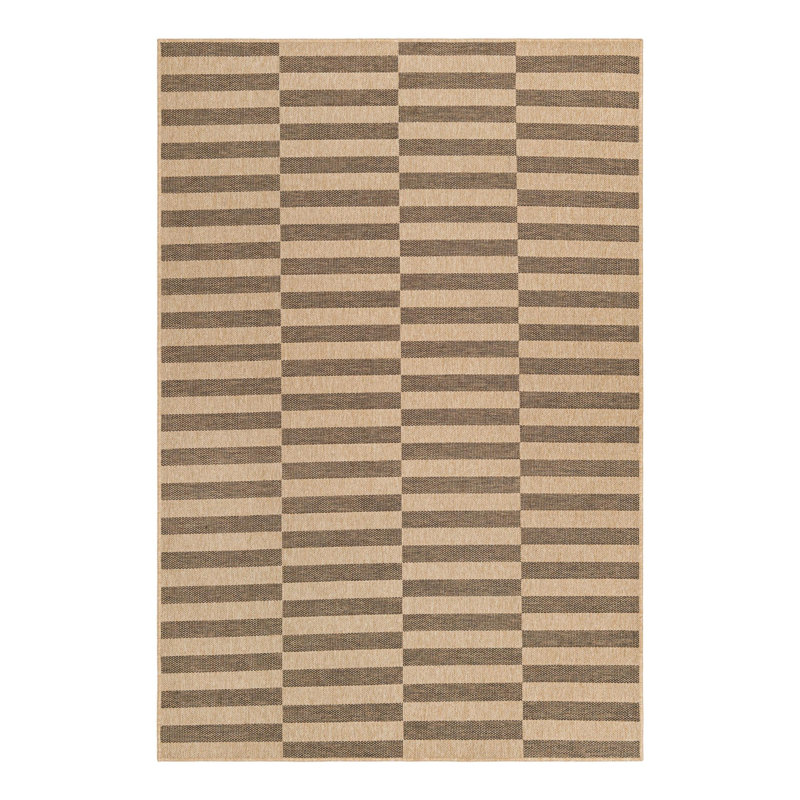 Holscomb Geometric Machine Woven Polypropylene Area Rug in Natural/Brown, Rectangle 6'3" x 9'