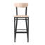 Tabouret de bar commercial en métal avec siège en bois et dossier Boomerang-1853142031