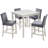 5 Piece Counter Height Table Set, Wooden Kitchen Table Set With Square Table And 4 Upholstechairs, Counter Height Dining Table With Crystal Decoration And Chair Set