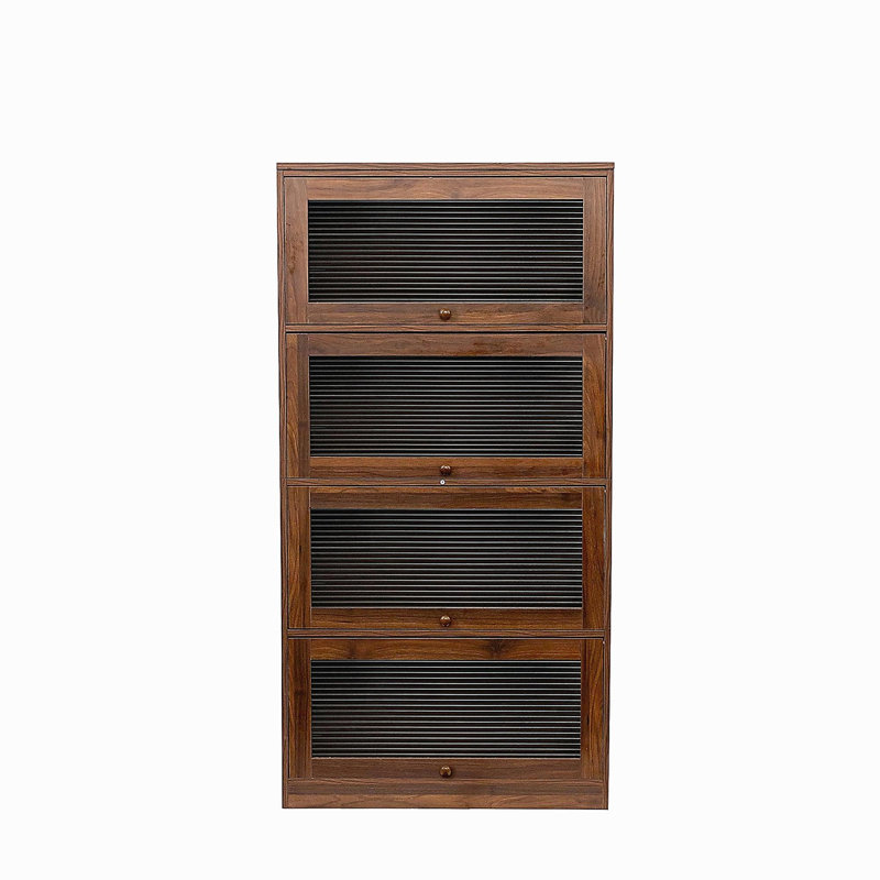 Bibliothèque contemporaine avec portes fermées en verre et armoire de rangement de bureau