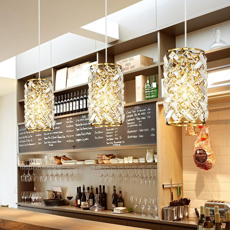 Nesrine Crystal Chandelier Modern Metal Luxury Pendant Light Fixture, Gold