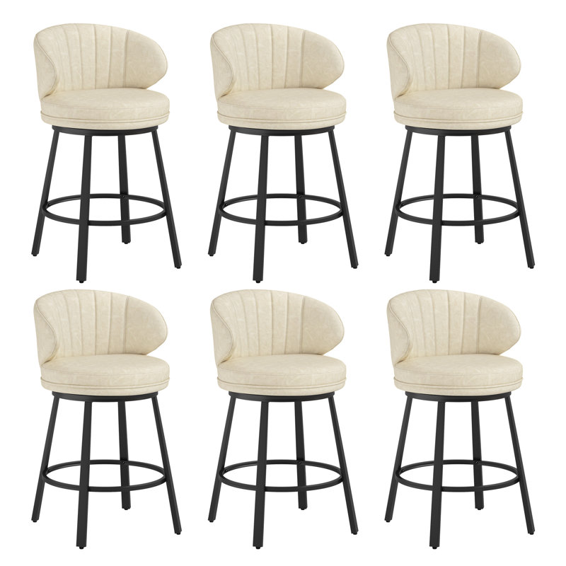 Tabouret de bar rotatif 26 po avec dossier à oreilles Matisse, Beige, 6