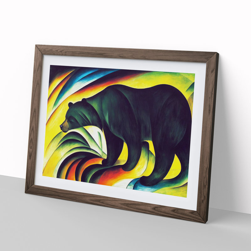 Abstract Bear Painting Vol.1 - Framed Print, 46cm H x 64cm W x 2cm D, Walnut