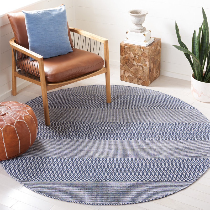 Annia Hand Woven Cotton Striped Rug, Round 6'