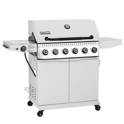 Royal Gourmet 6-Burner BBQ Liquid Propane Gas Grill with Sear Burner and Side Burner, White