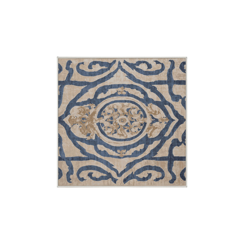 Tapis beige lavable à la machine, Carré 4 pi