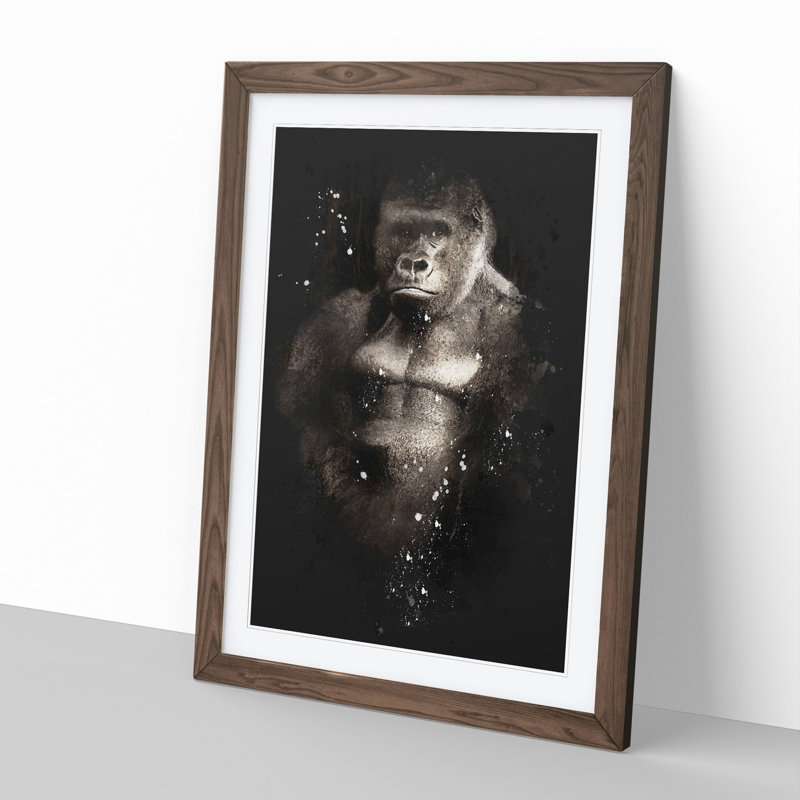 Silverback Gorilla Vol.2 Paint Splash - Picture Frame Graphic Art, 36cm H x 27cm W x 2cm D, Walnut