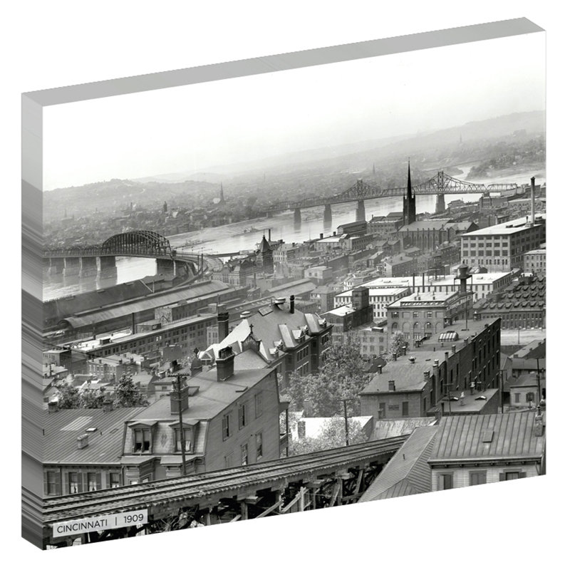 Cincinnati historique - reproduction de photo sur toile tendue, H 20 po x l 24 po x P 1,5 po