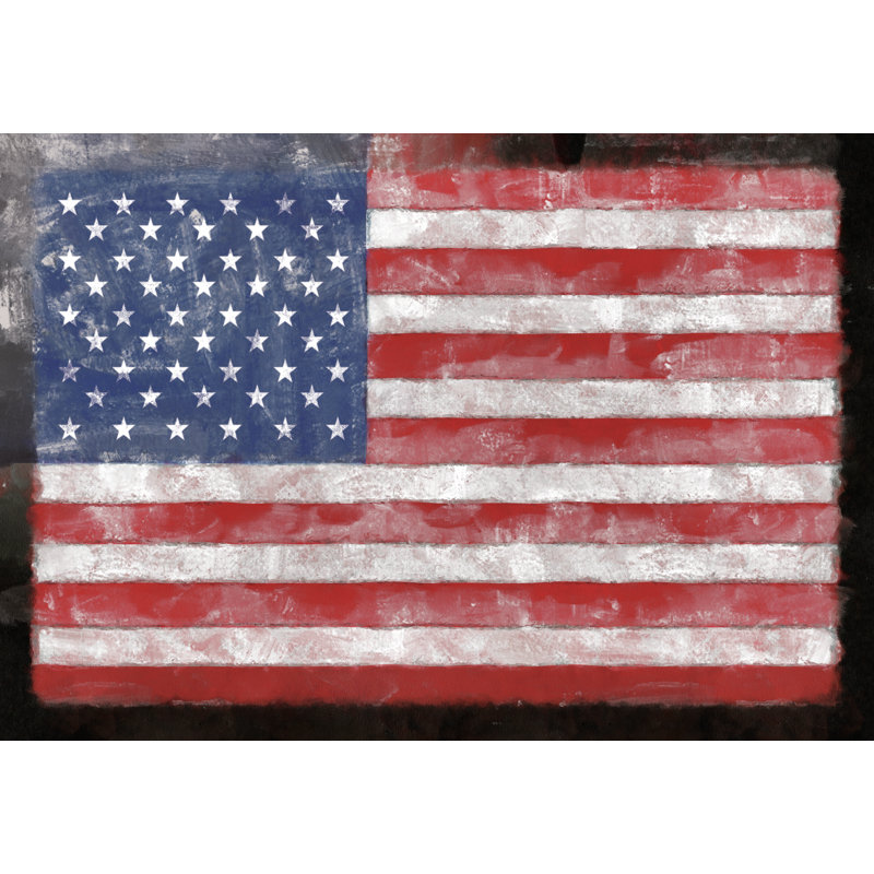 American Flag 2 - Wrapped Canvas Art Prints, 30cm H x 46cm W