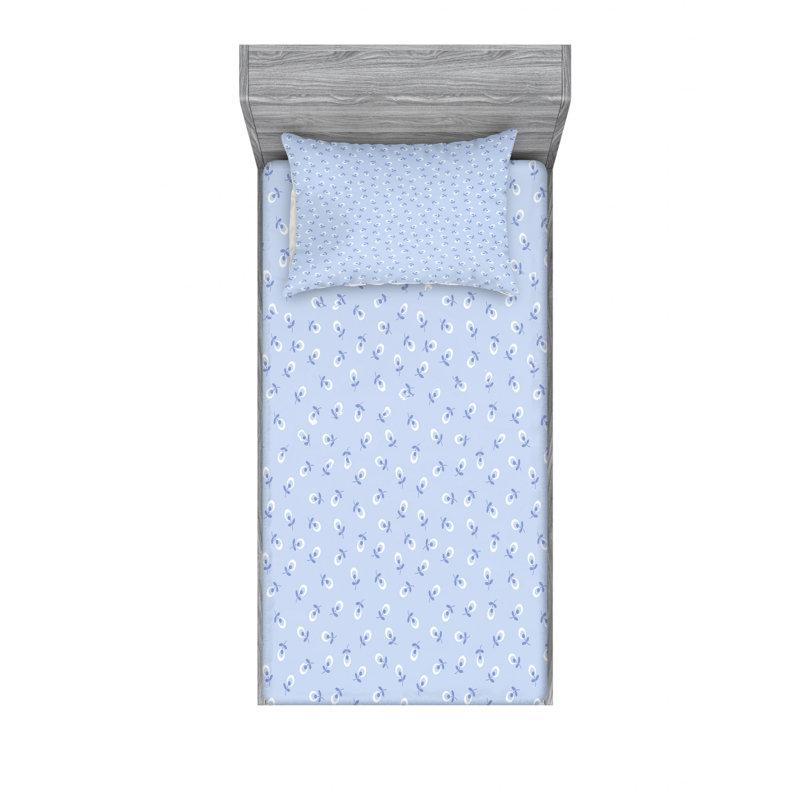 Microfiber Floral Sheet Set, Twin XL Sheet Set with Fitted Sheet