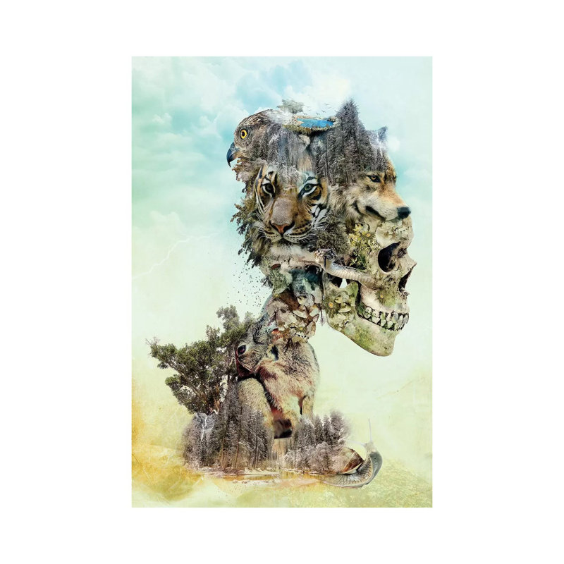Nature Skull by Riza Peker - Wrapped Canvas Painting, 66.04 cm H x 45.72 cm W x 1.91 cm D
