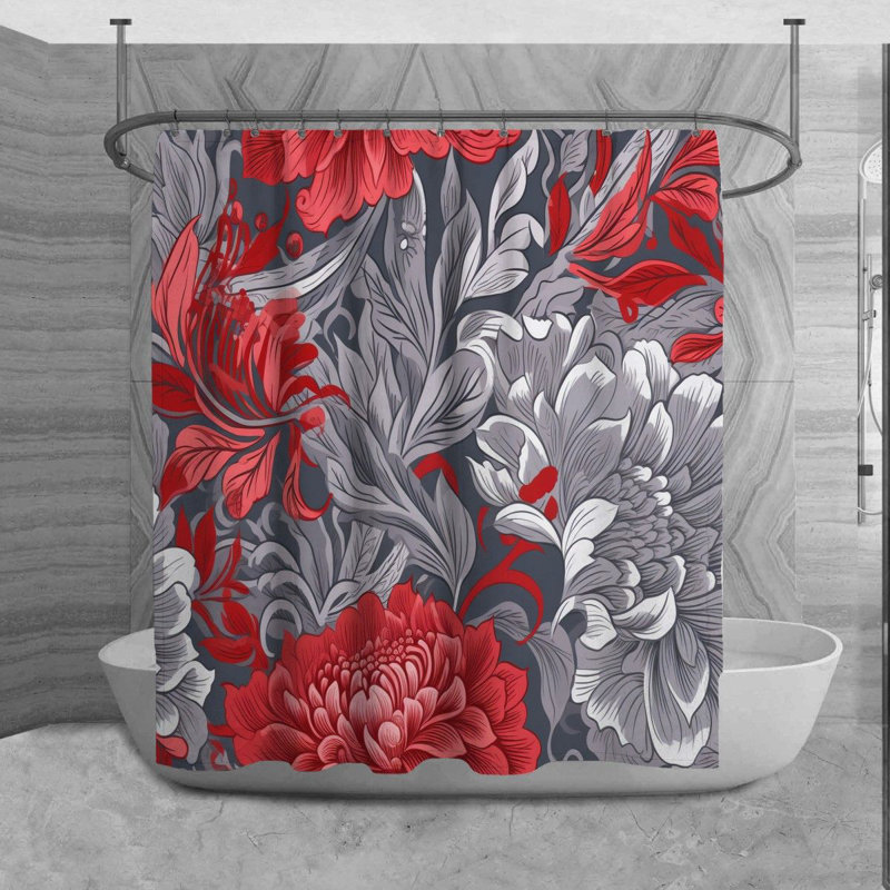 Rideau de douche à fleurs Nagwa, H 93 po x l 70 po