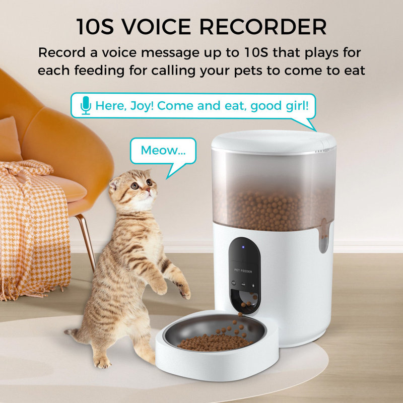WiFi Smart Automatic Pet Feeder with Stainless Steel Bowl
