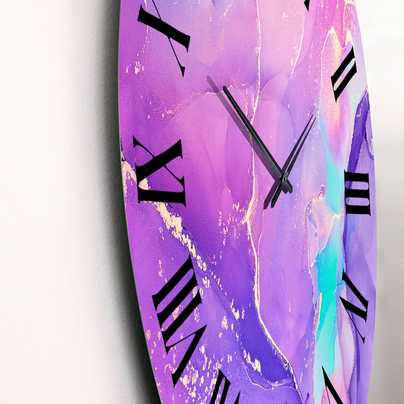 Horloge murale moderne mauve et fuchsia mauve, Moyen