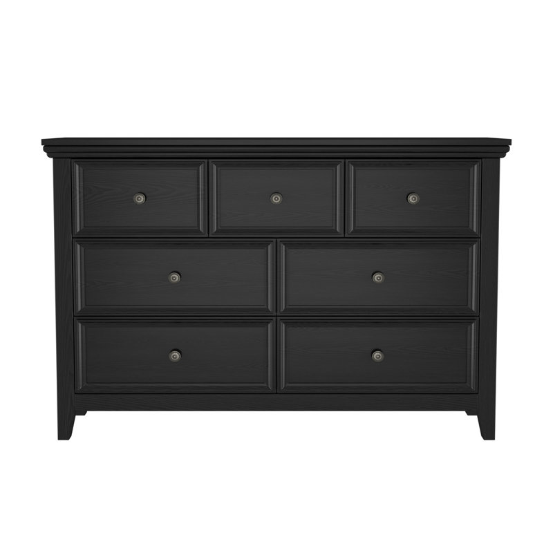Commode à 7 tiroirs Farmhouse avec rangement profond pour la chambre à coucher, le salon ou le vestibule, Noir