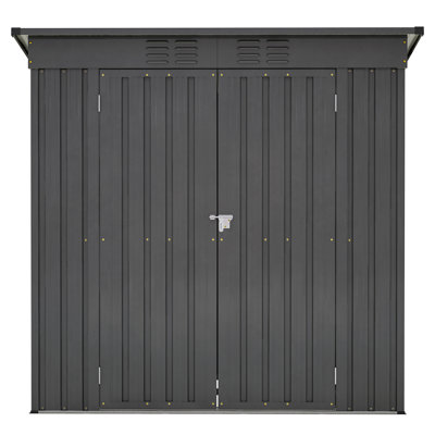 All Weather Outdoor Metal Shed 6X4 Ft - Black, Box Secure With Padlock