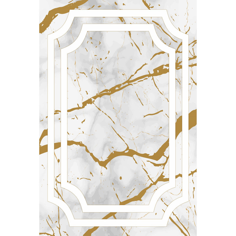 Ensemble de tapis de bain Eakly (2 pièces), Jaune / Blanc