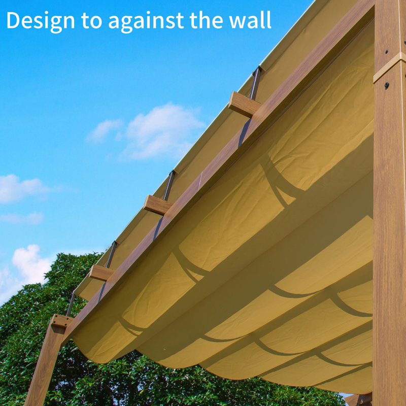 Palawan Aluminum Retractable Pergola with Canopy, 13 ft. x 9.1 ft, Yellow, Bronze