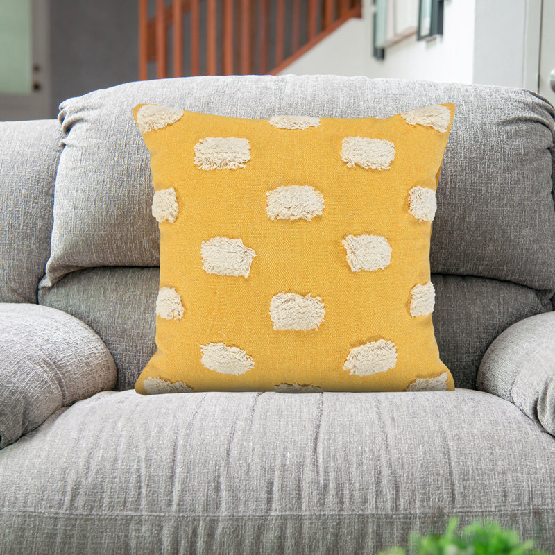 Coussin en coton Zeal, Jaune, Polyester/ Bourre en polyester