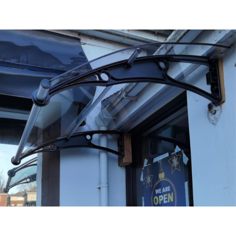 Canofix 3m Width x 1m Depth Door Canopy Black-Bracket Clear-Sheet