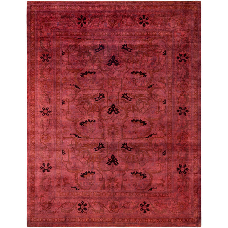 Overdyed Hand-Knotted Wool Modern-Contemporary Red Area Rug 9' 1" x 11' 10"