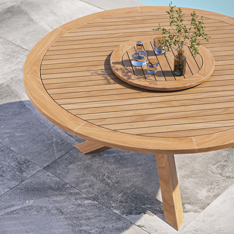 Wellspring 63" Natural Teak Wood Outdoor Dining Table