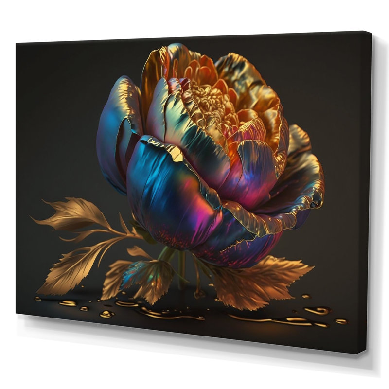 «Minda Rainbow Peony», reproduction sur toile, Toile tendue, H 30 po x l 40 po x P 1,5 po