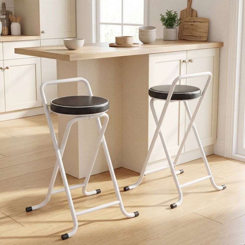 Ensemble de 2 tabourets pliables avec siège en polyuréthane pliable, noir