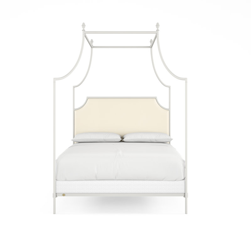 337 Flying Arch Canopy Bed | Complete Canopy, Matte White/Beige, California King